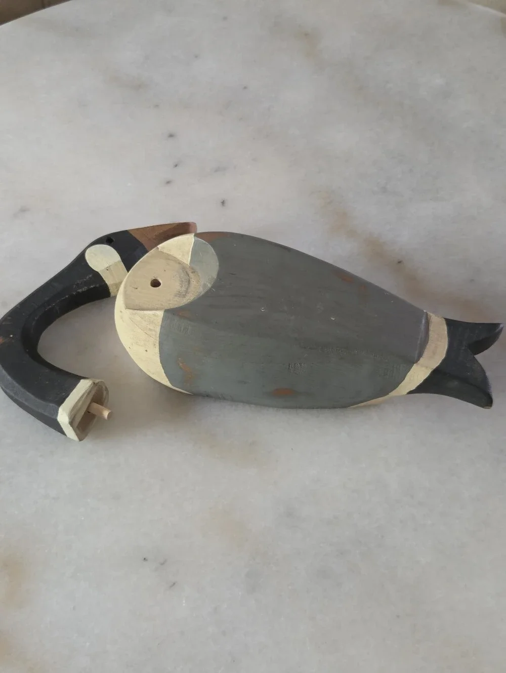 Hand-Carved Wooden Duck Goose Decoy With Adjustable For Posing / Removable Head